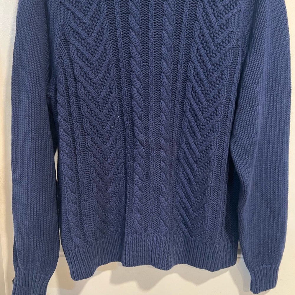 Lands’ End Navy Blue Drifter Cable Knit Turtleneck Sweater.‎ Size XL. NWT. - Picture 6 of 10